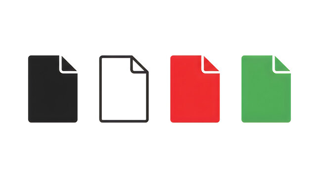 Four colorful document page corner icons