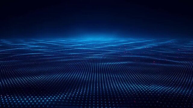 Futuristic Technology Background with Glowing Blue Data Grid and Digital Landscape, Showcasing Network Connectivity, Innovation, Artificial Intelligence, Secure Data Visualization, Cinematic Cyber