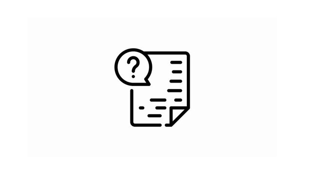 Simple vector icon illustrating a document with a question mark, symbolizing inquiry, help, or frequently asked questions. Perfect for support, information requests, or clarifying important documents