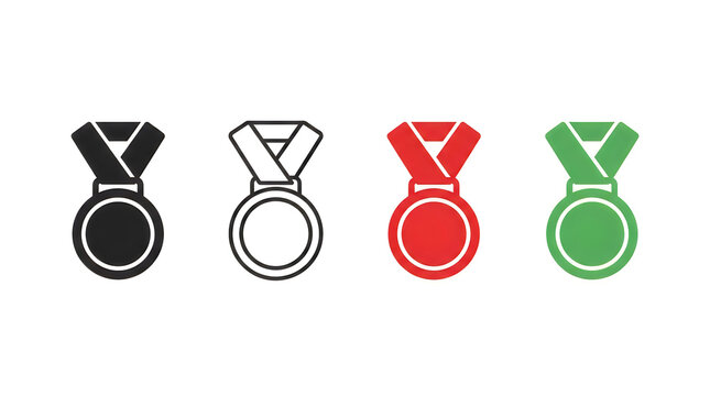Four olympic style medals in different colors