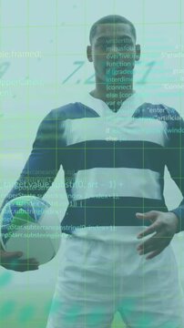 Animation of data processing over rugby players
