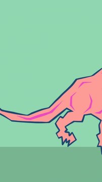Animation of orange dinosaur icon on green black background