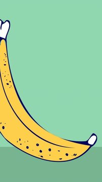 Animation of banana icon on green black background