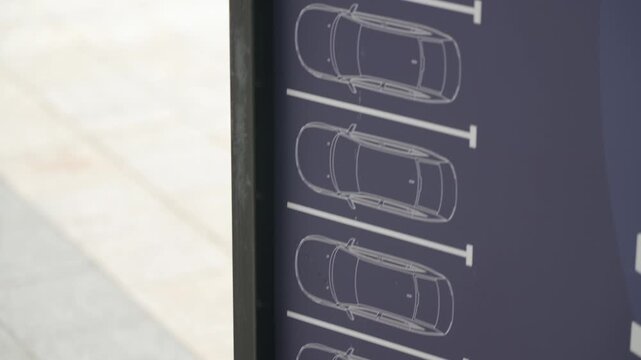 Handheld detail shot of a valet parking sign in Putrajaya, Malaysia, surrounded by modern urban architecture and tropical greenery, highlighting city mobility and parking services, UHD