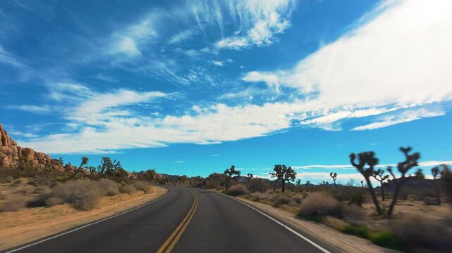 Joshua Tree National Park POV Drive Along Iconic Desert Road