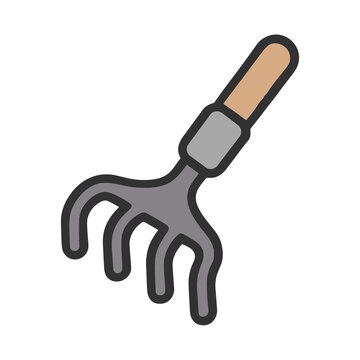 Handheld garden rake icon