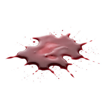 A vibrant crimson liquid splash isolated on a white backdrop suggesting spilled wine or a dramatic and intense blood effect