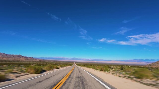 Mojave Desert POV Drive on Remote Two-Lane California Road