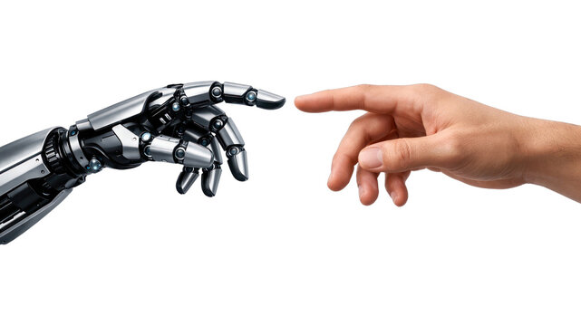 PNG Human and robot hands connecting