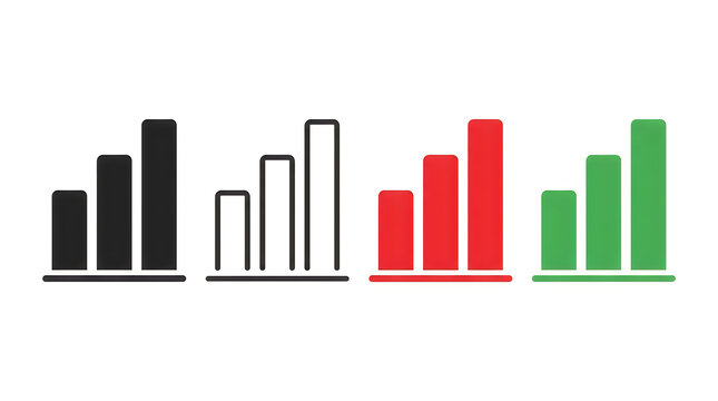 Set of colorful increasing bar charts comparison