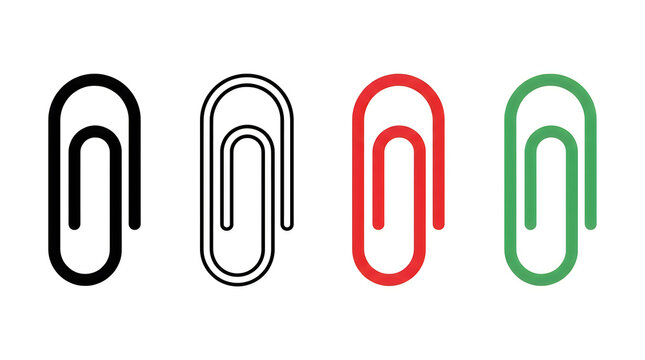 Four colored paper clips in a row