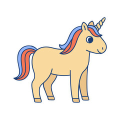 Cartoon unicorn with colorful mane and tail © endah