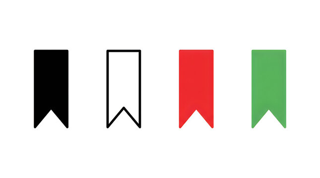 Four colorful corner bookmark flags set