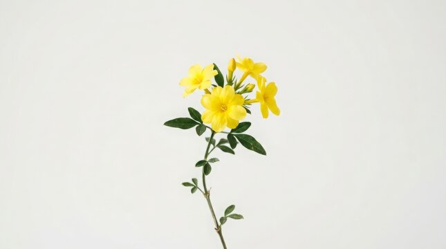 Beautiful Yellow Jasmine Flowers (Bunga Melati Kuning) on Solid White Background