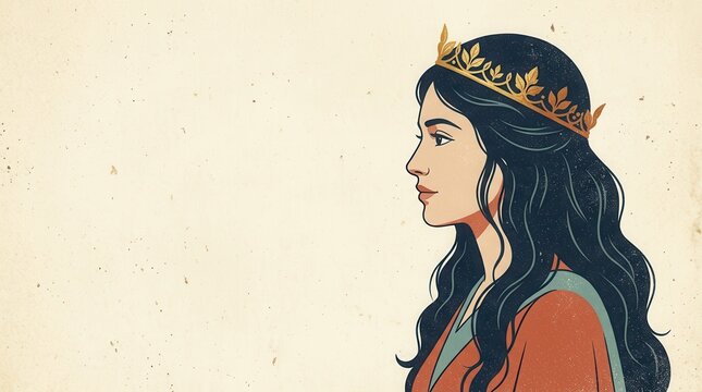 A profile illustration of Queen Esther from the biblical Old Testament story.