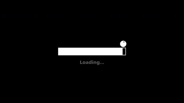 Bar Loading Animation Rectangle Shape With Text Loading and Circle On Top Rotate Clean White Transparent Background
