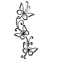 Elegant Butterfly Line Art Tattoo Design with Swirls and Flourishes © pungky