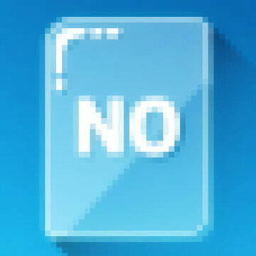 bright blue glossy pixel No/ Not button message alert