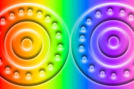 Rainbow Gradient Dual Concentric Circles Background