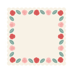 Obraz premium Floral border with roses and leaves