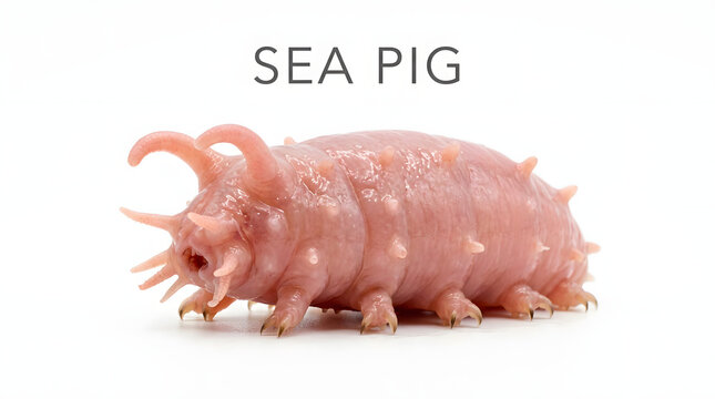 A unique sea pig with spiky protrusions and horn-like appendages, isolated on a white background