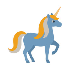 Blue unicorn with orange mane and tail © feby