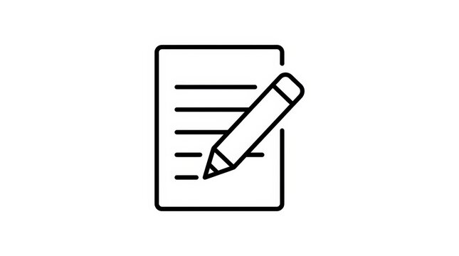Line Art Document Editing Icon for Content Writing, Proofreading, and Digital Document Revision