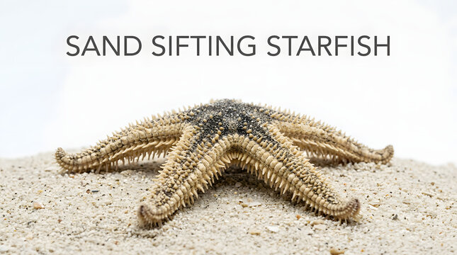 A sand sifting starfish resting on fine-grained sand, showcasing its spiny texture and unique shape