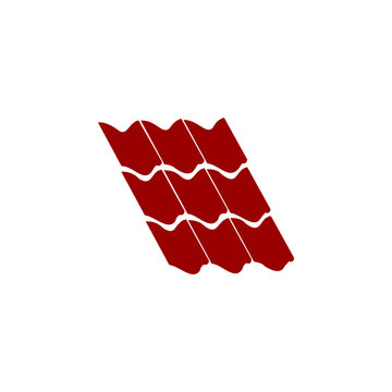 This deep red vector graphic and logo design features an overlapping pattern of curved terracotta roof tiles arranged in a neat grid. The clean, professional composition combines concepts of roofing 