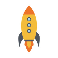Cartoon rocket ship with flames isolated on transparent background © farida