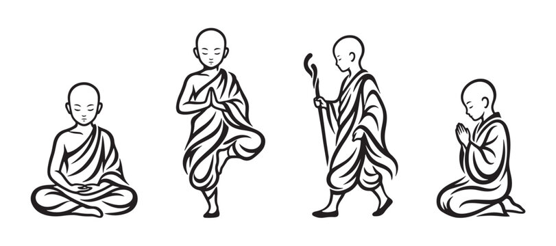 chinese monk praying meditating pose symbol