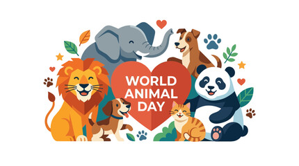 Fototapeta premium World Animal Day Celebration Illustration with Various Cute Animals