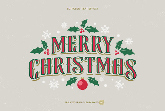 Merry Christmas Red Green Editable Text Effect.