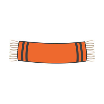 Orange scarf with fringe and stripes