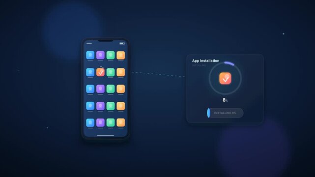 Mobile App Installation Progress Smartphone UI UX Download Animation