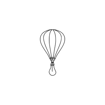 Simple black and white hot air balloon illustration.