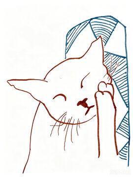 hand drawn vector illustration sleeping cat