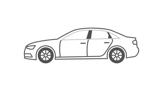 Simple Line Art Sedan Car Icon Illustration