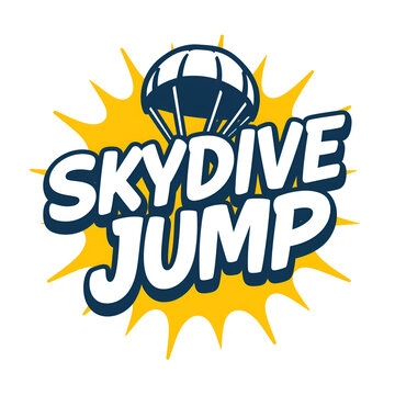 A bold graphic logo design for a skydiving club featuring a parachute icon.