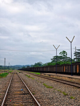 Mined ore being transported in Gabon by train