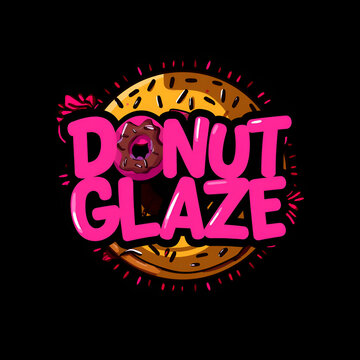 Colorful donut glaze logo design with bold typography on a black background.