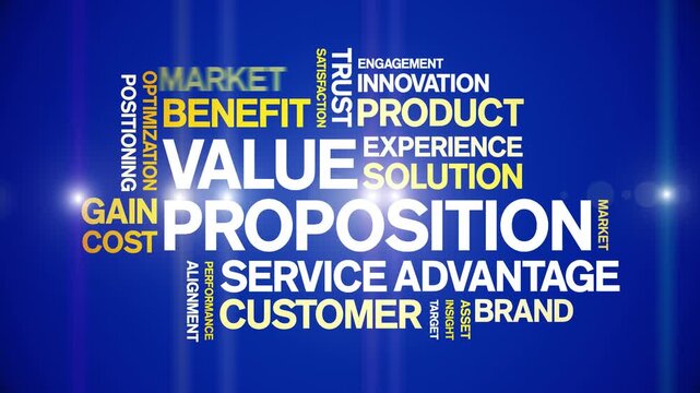 Value Proposition animated word cloud-text design animation tag kinetic typography seamless loop.