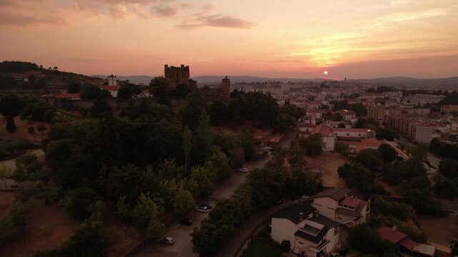 Braganza Cityscape With Historic Castle From Above at Sunse