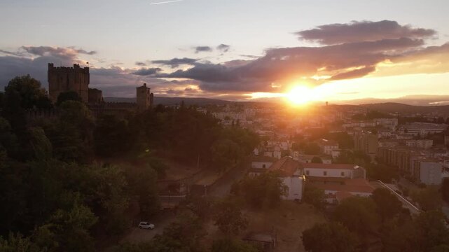 Braganza Cityscape With Historic Castle From Above at Sunse
