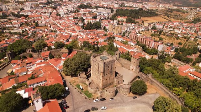 Panoramic Aerial View of Braganza and Its Medieval Castle