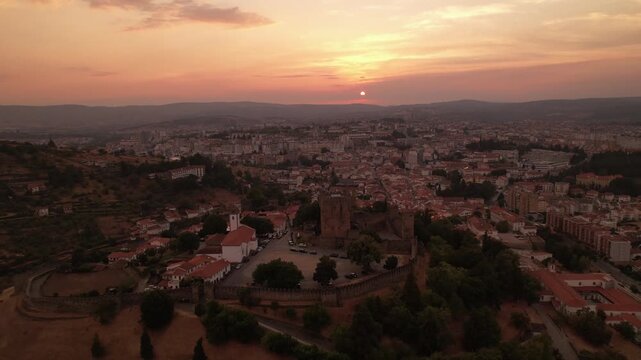 Braganza Cityscape With Historic Castle From Above at Sunse