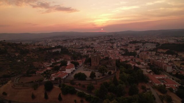 Braganza Cityscape With Historic Castle From Above at Sunse