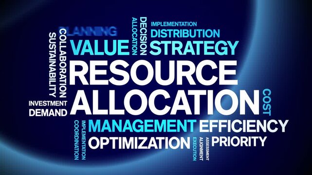Resource Allocation animated word cloud-text design animation tag kinetic typography seamless loop.