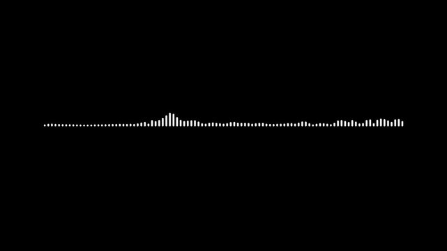 Elegant White Audio Waveform Animation on Black Background, Abstract Music Spectrum Visualizer, Sound Frequency Equalizer, Professional Motion Design, 4K