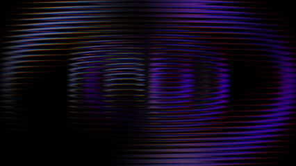 Fototapeta premium Abstract dark background featuring purple and blue ripples with chromatic aberration effects for futuristic technology and digital sound